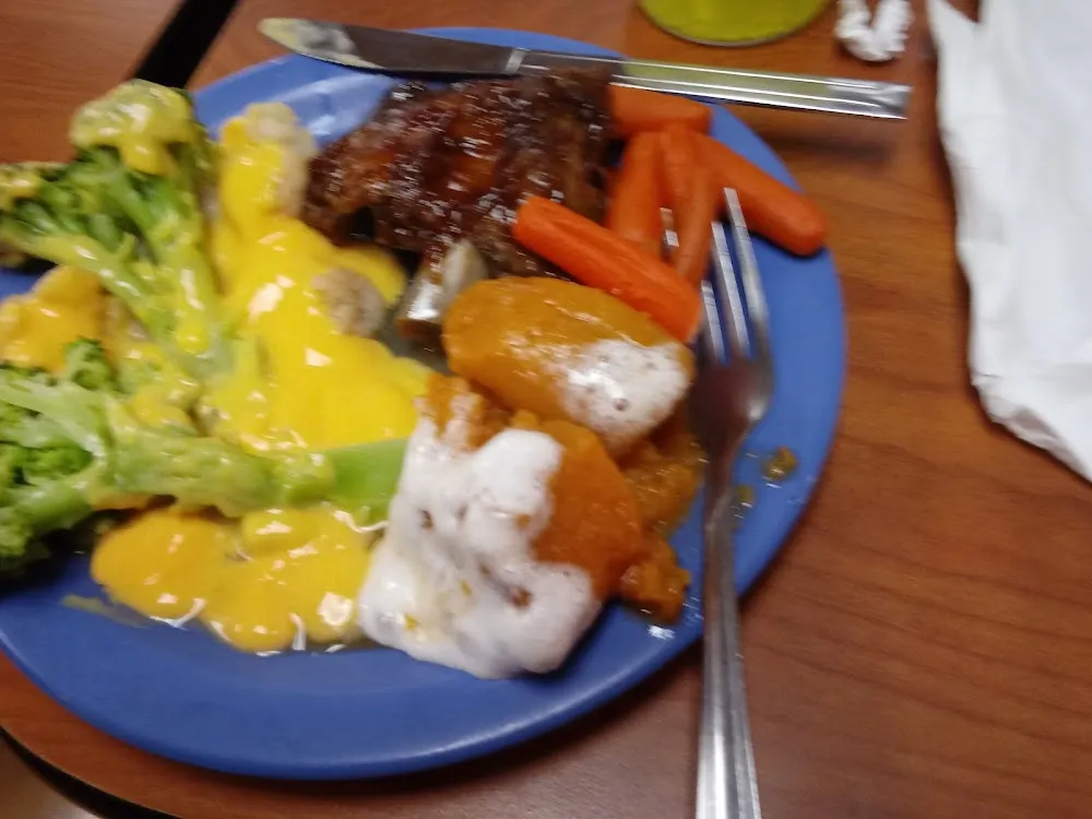 Ribs Broccoli and Cheese and Sweet Potatoes